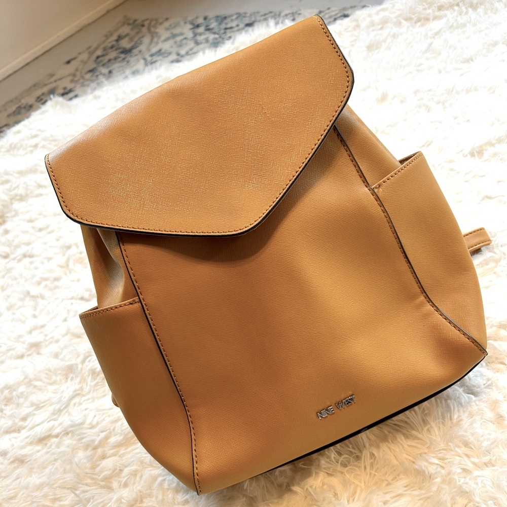 Nine West Mustard Yellow Bookbag / Backpack Purse